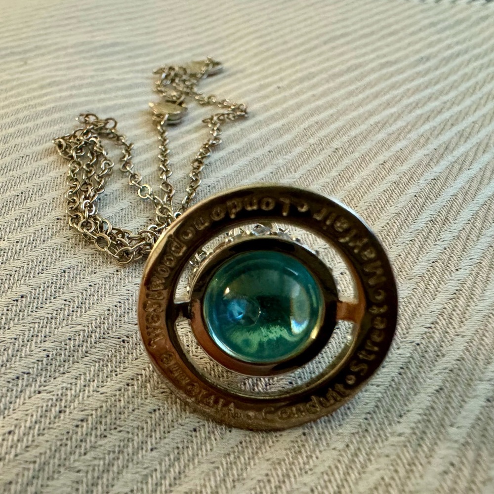 Vivienne Westwood Gold Necklace with Green Orb Pendant